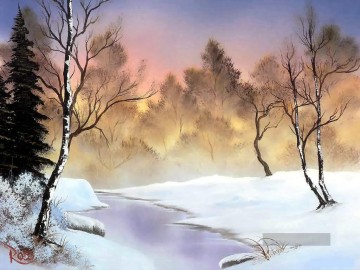  landschaften - Winter Stille Bob Ross freihändig Landschaften